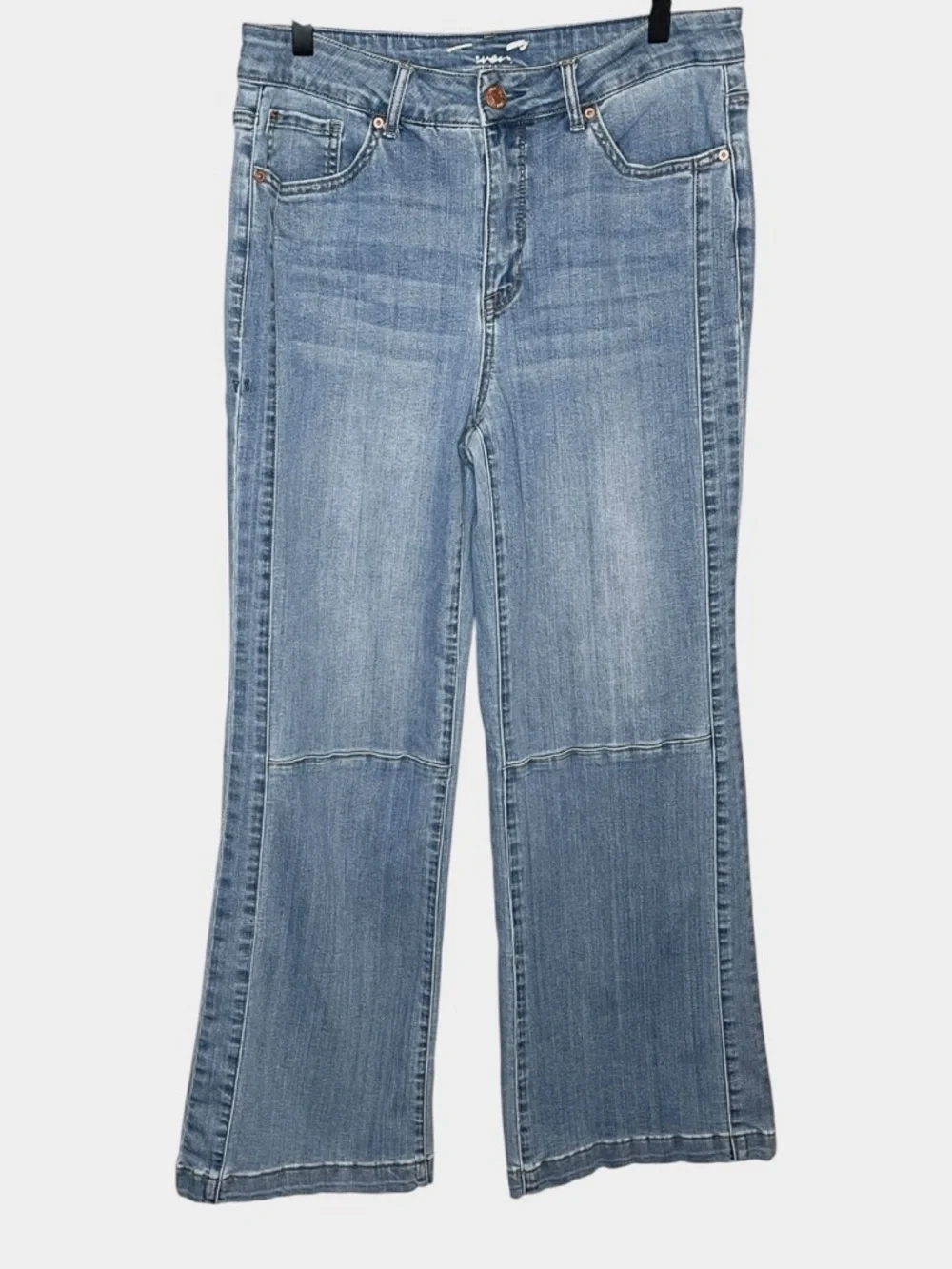 SEVEN7 High Rise Wide Leg Patch Seam Jeans Size 10 - Picture 2 of 5